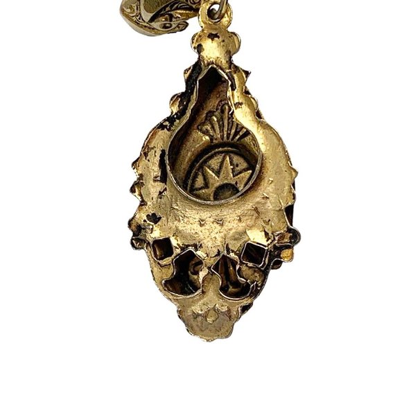 VINTAGE  RARE 1940s MCM Gold Tone Etched Boho Drop Earrings - Picture 6 of 9